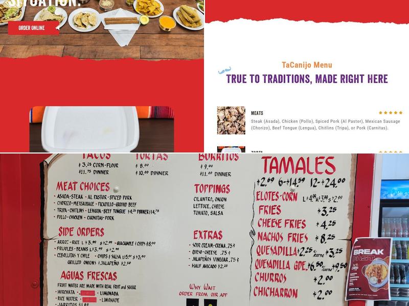 Ta Canijo Menu