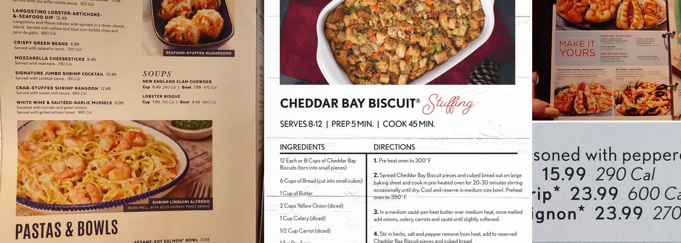 Red Lobster Menu