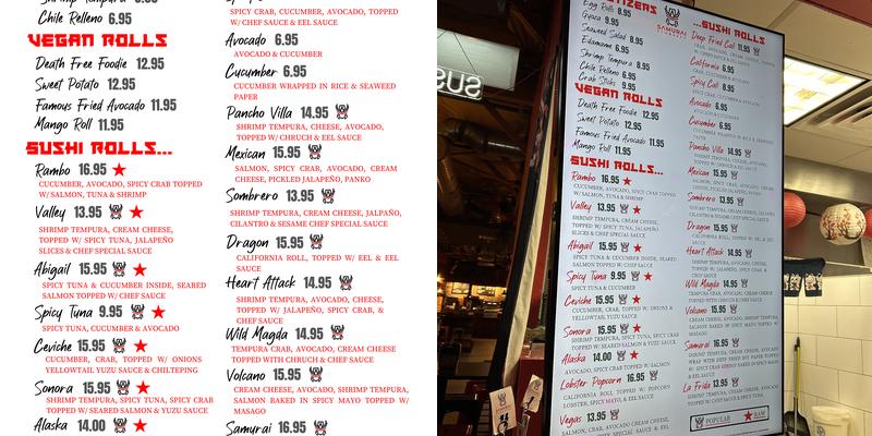 Samurai Sombrero Menu