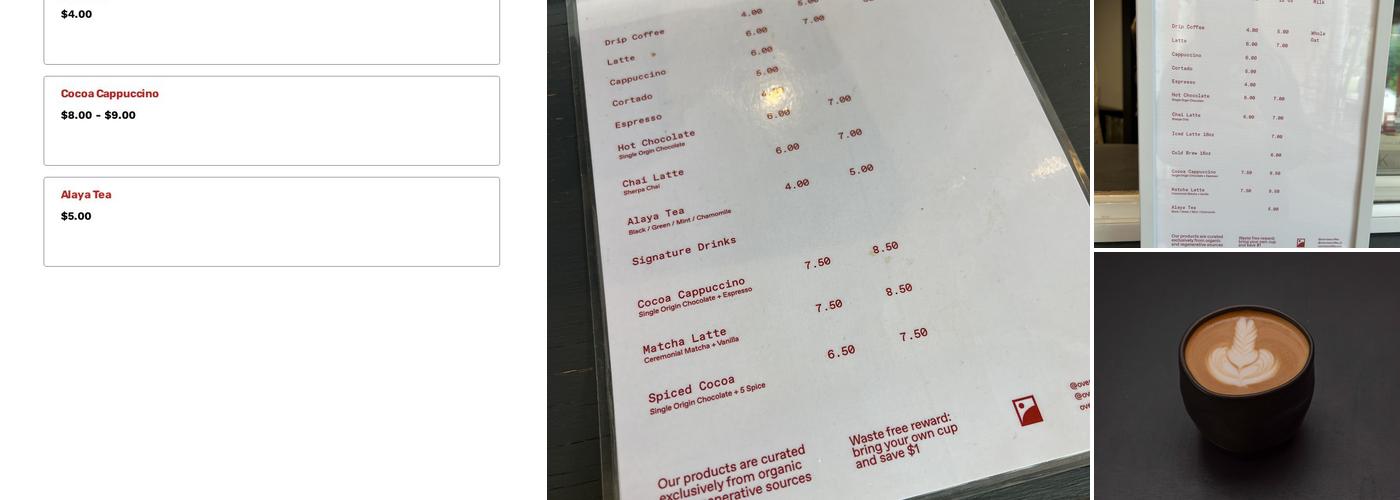 OVERVIEW COFFEE Menu