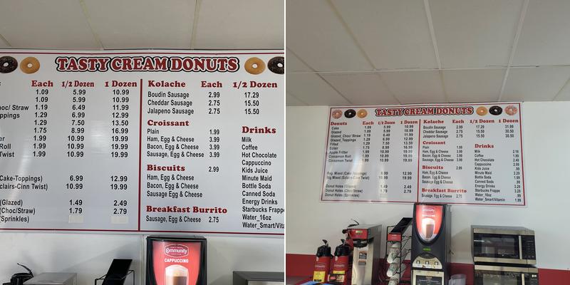 Tasty Cream Donuts Menu