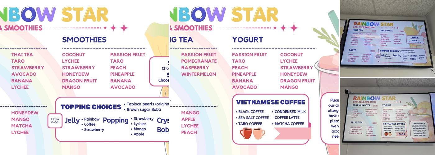 Rainbow Star Boba Milk Tea Menu