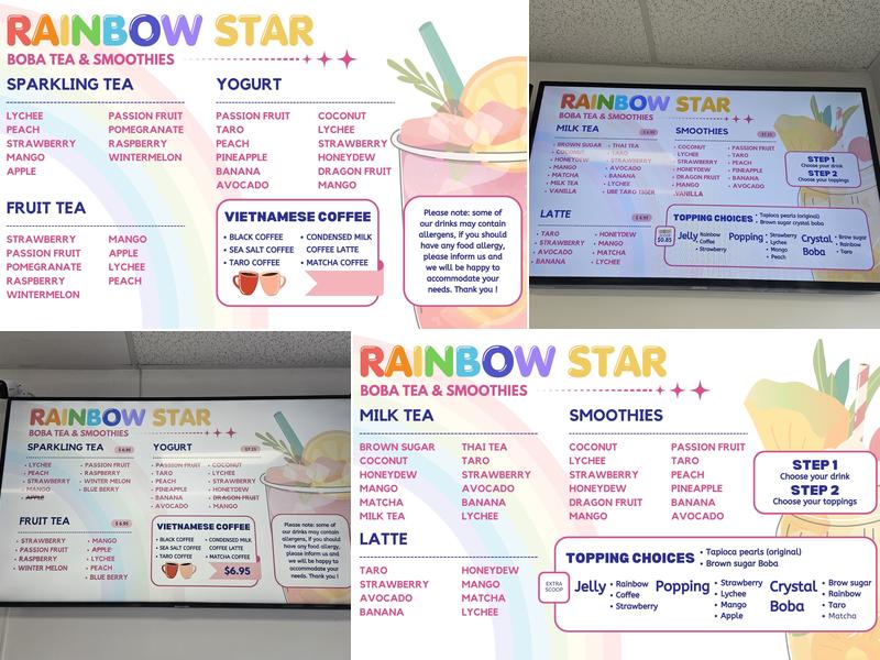 Rainbow Star Boba Milk Tea Menu
