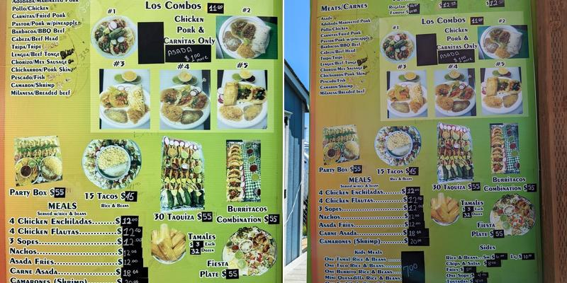 Los Costenos Menu