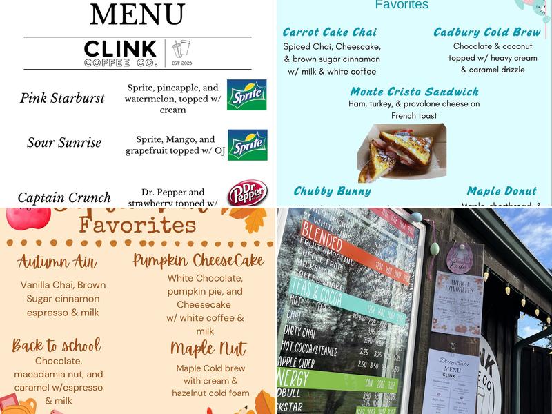 Clink coffee co Menu