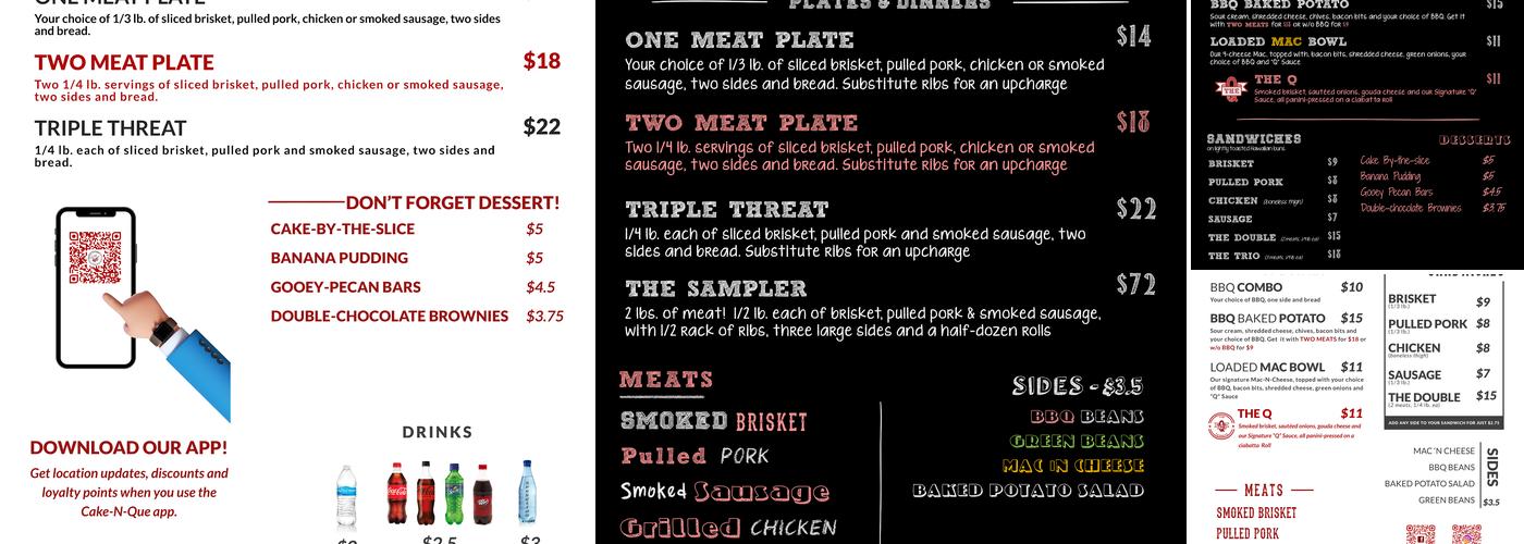 Cake-N-Que Menu