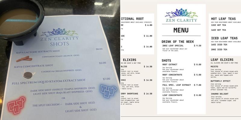 Zen Clarity Kava Bar Menu
