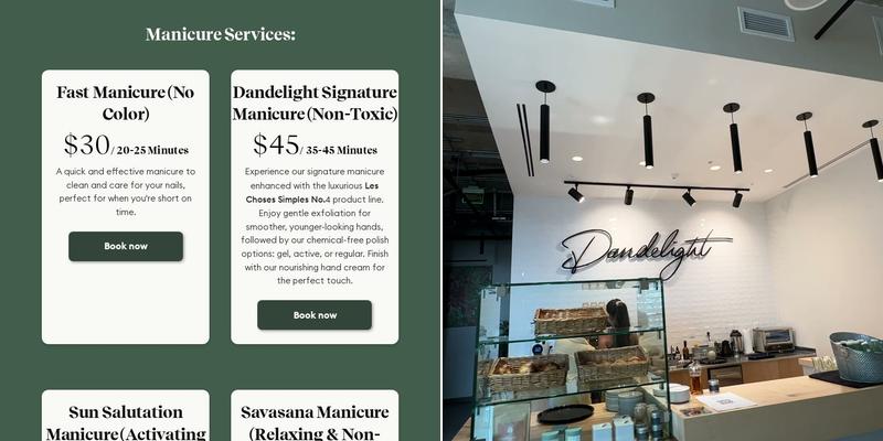 Dandelight Yoga Studio Menu