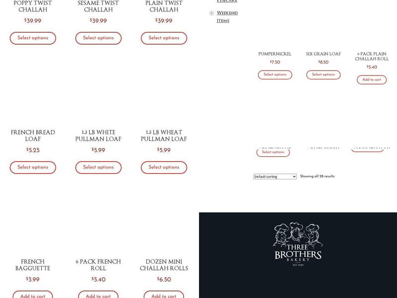 Three Brothers Bakery Menu