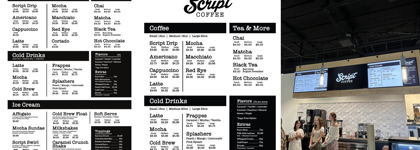 Script Coffee Menu