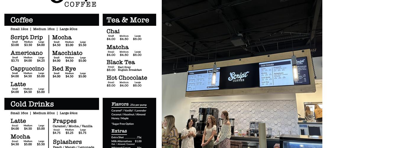 Script Coffee Menu