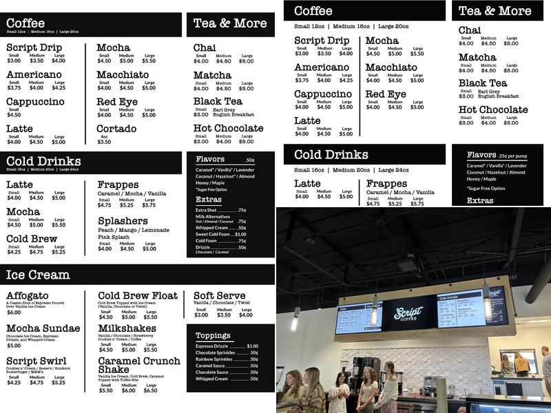 Script Coffee Menu