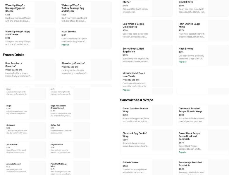 Dunkin' Menu