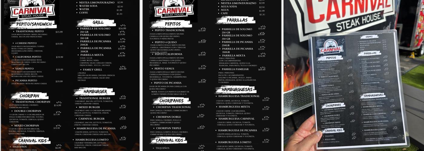 Carnival Steak House Menu