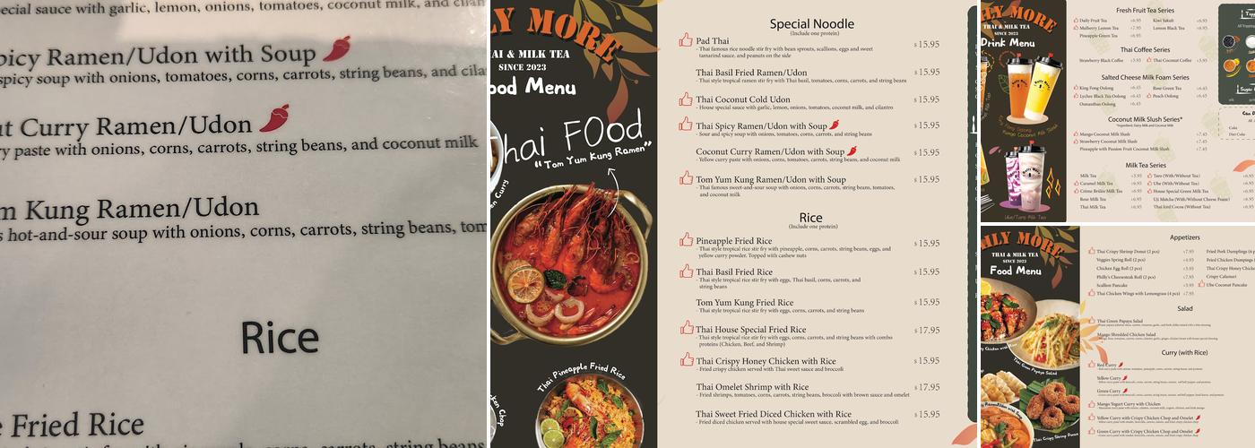 Daily More (Thai Kitchen, Noodle Bowl & Milk Tea) Menu