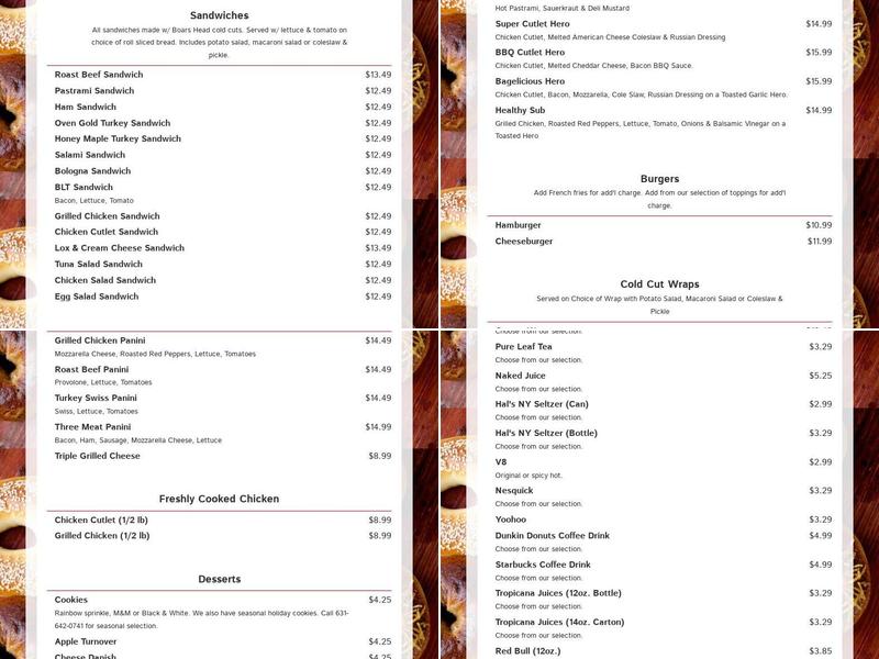 Bagelicious Cafe of huntington Menu