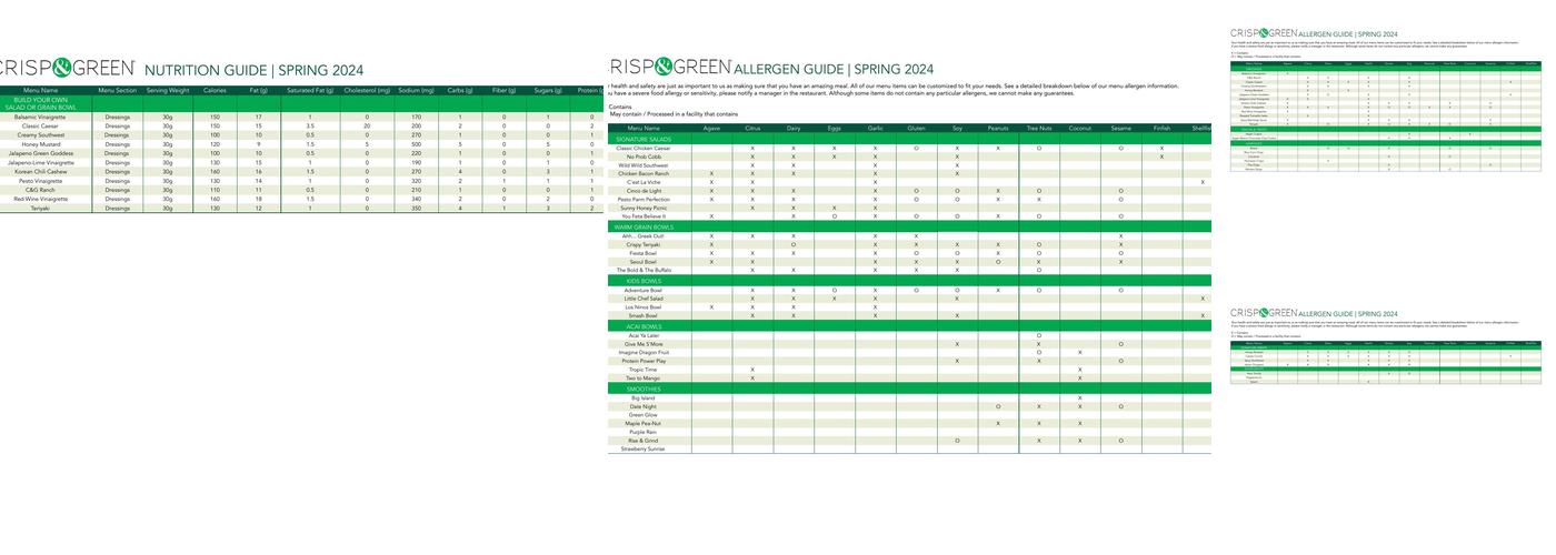 CRISP & GREEN Menu