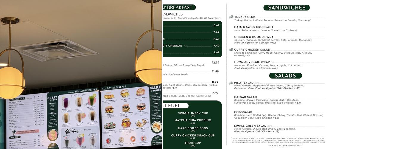 Aviator Coffee & Cocktails Menu