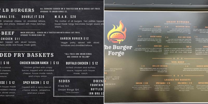 The Burger Forge Menu