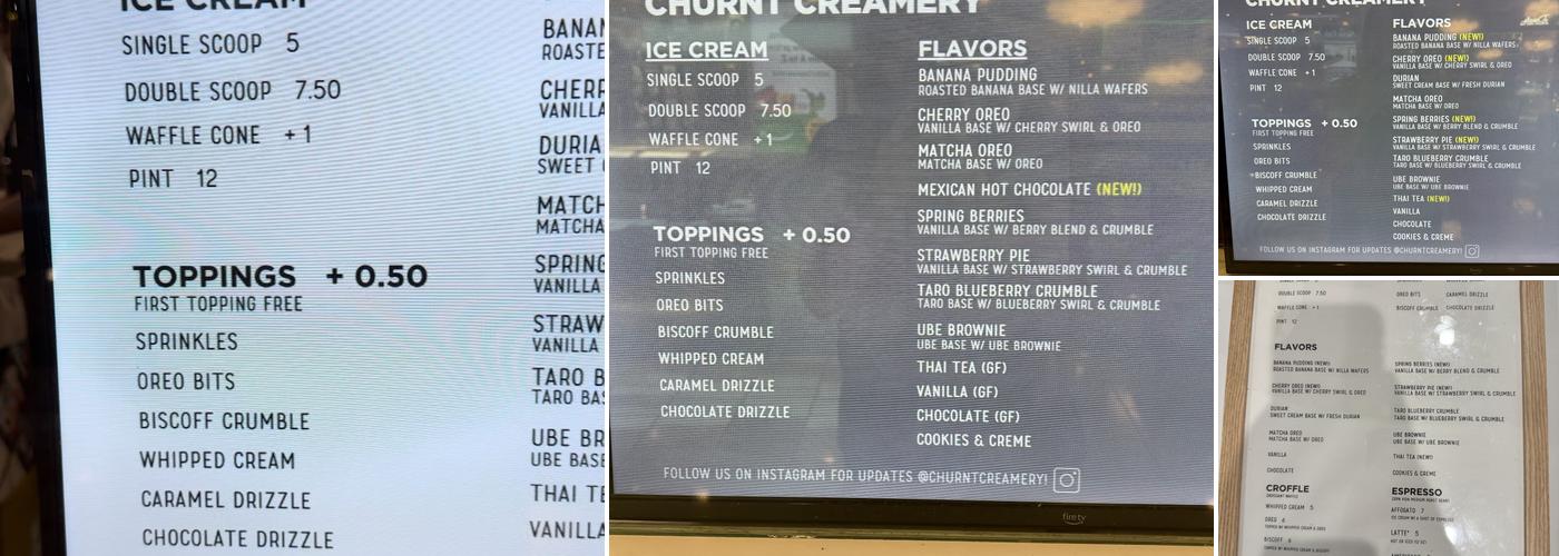 Churnt Creamery Menu