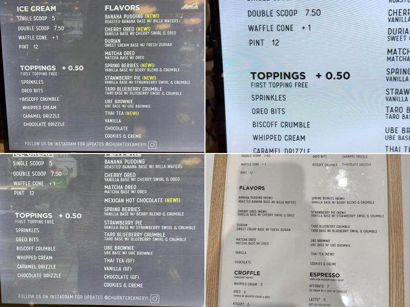 Churnt Creamery Menu
