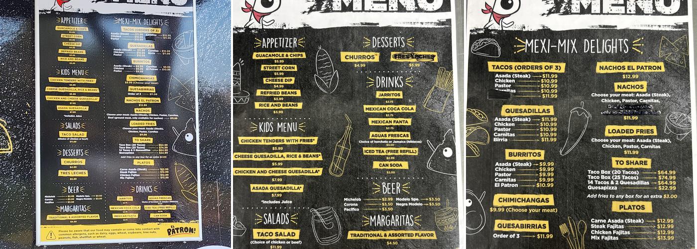 El Patron Menu