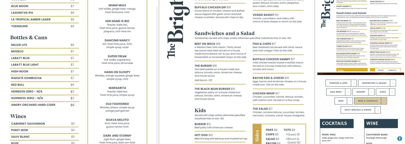 The Brightside Menu
