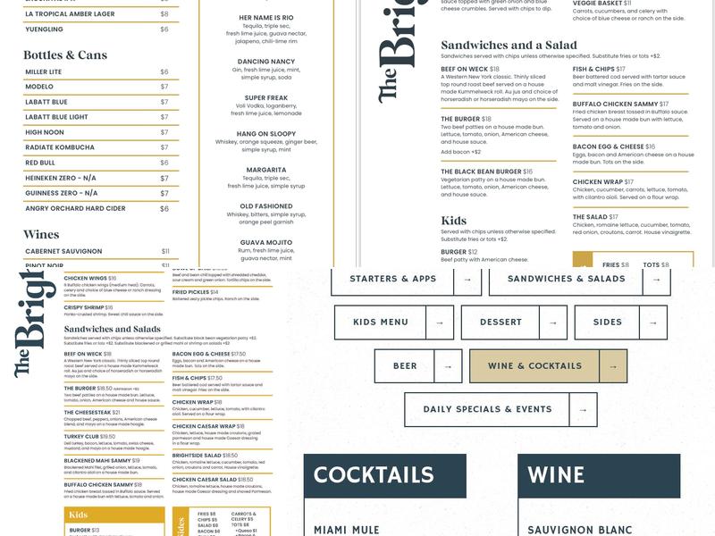 The Brightside Menu