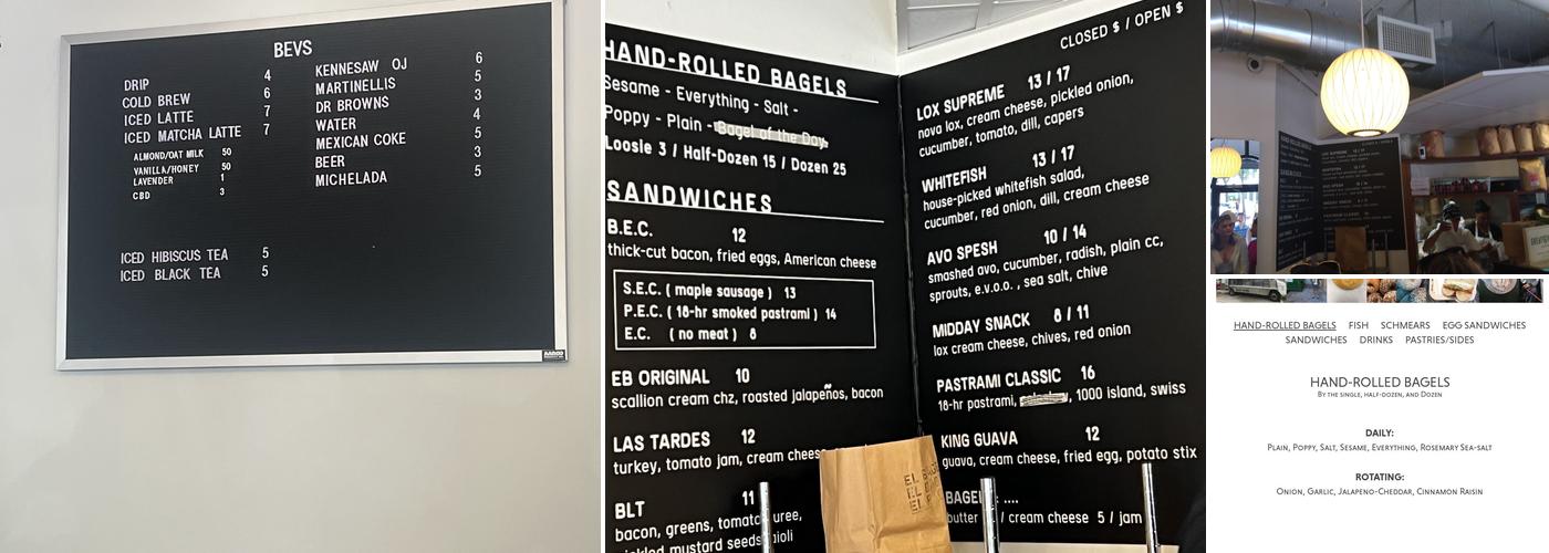 El Bagel Menu