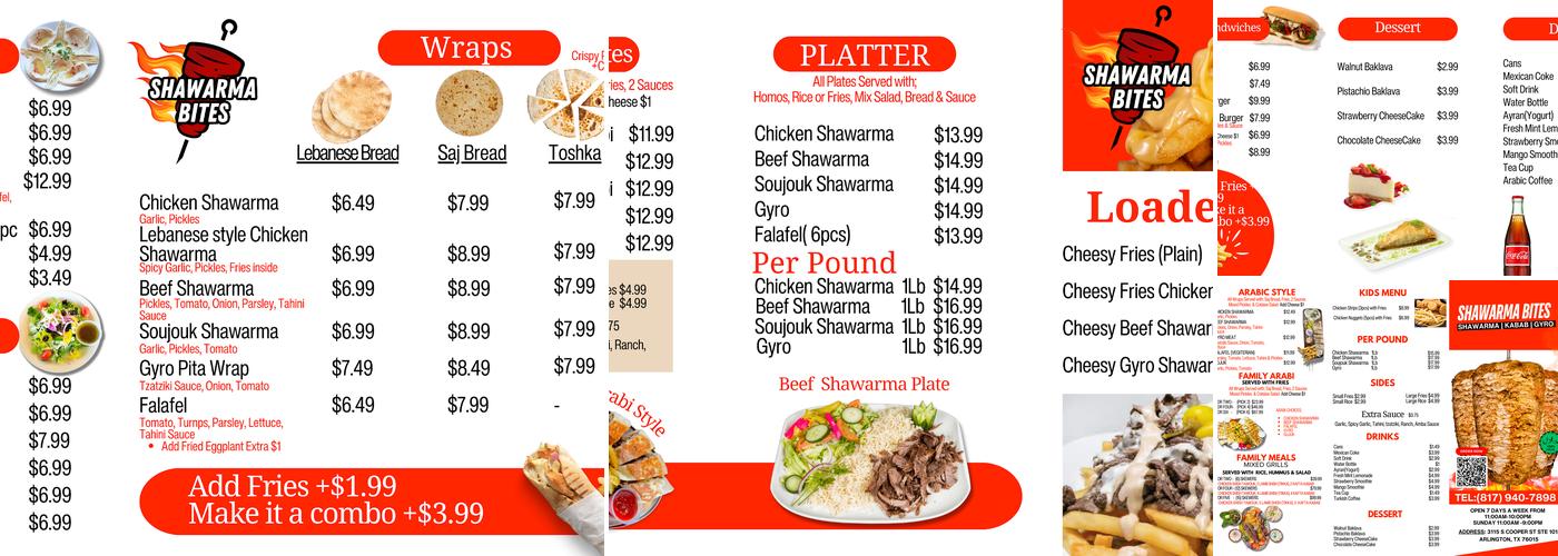 Shawarma Bites Menu