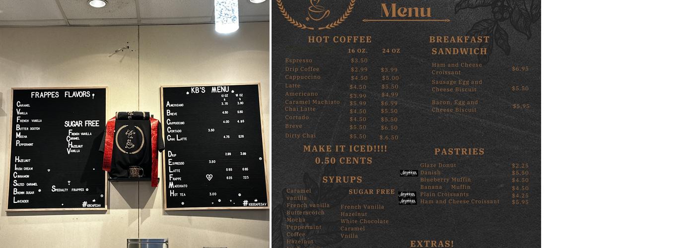 KB's Cafe Menu