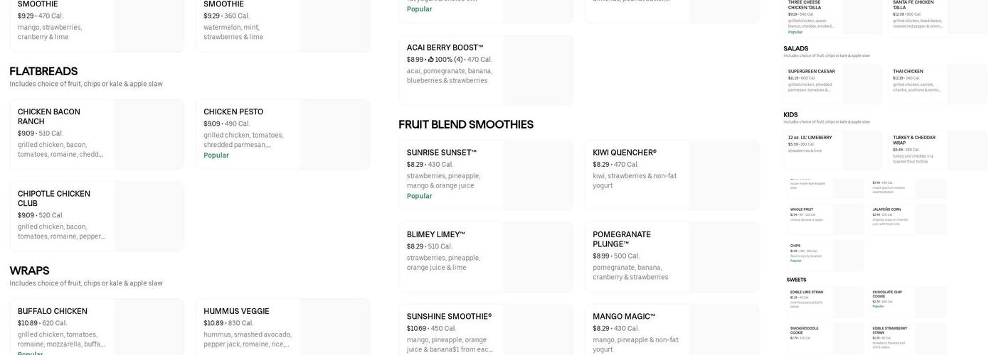 Tropical Smoothie Cafe Menu