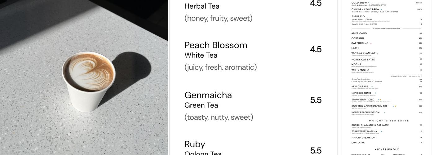 OneThing Coffee Menu