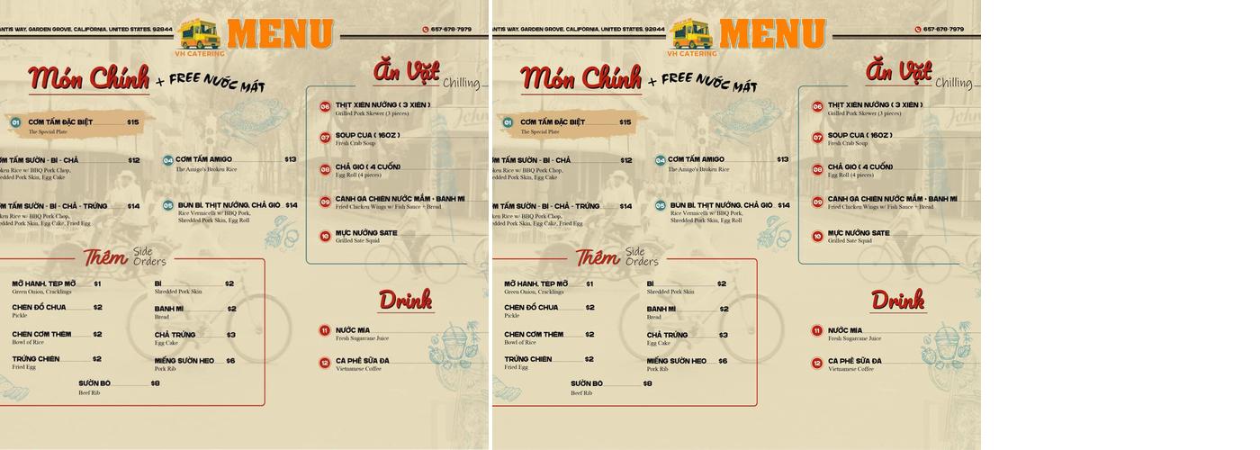 Xe Com Tam VH Food Truck Menu