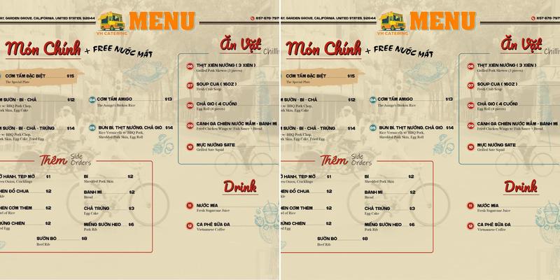 Xe Com Tam VH Food Truck Menu