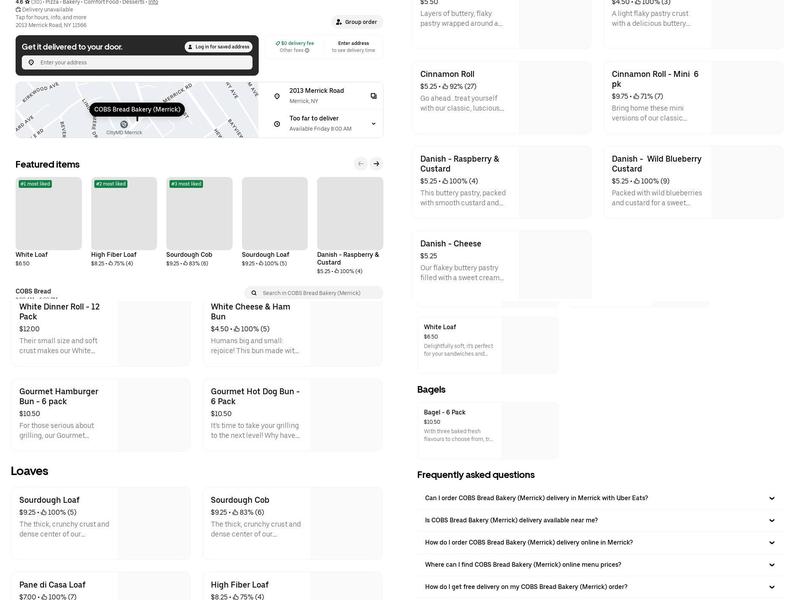 COBS Bread Merrick Menu
