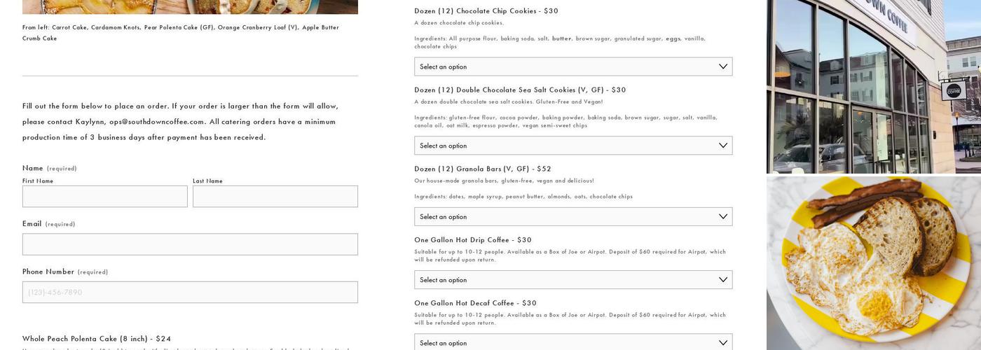 Southdown Coffee - Patchogue Menu