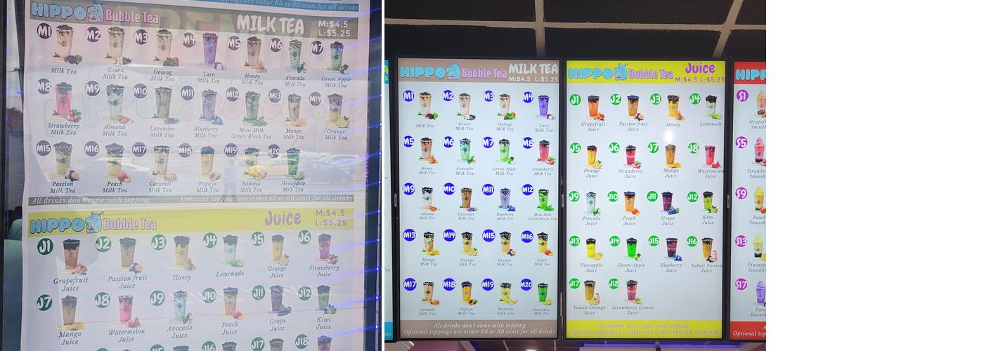 Hippo Bubble Tea Menu