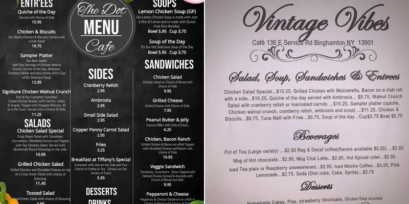 The Dot Cafe Menu
