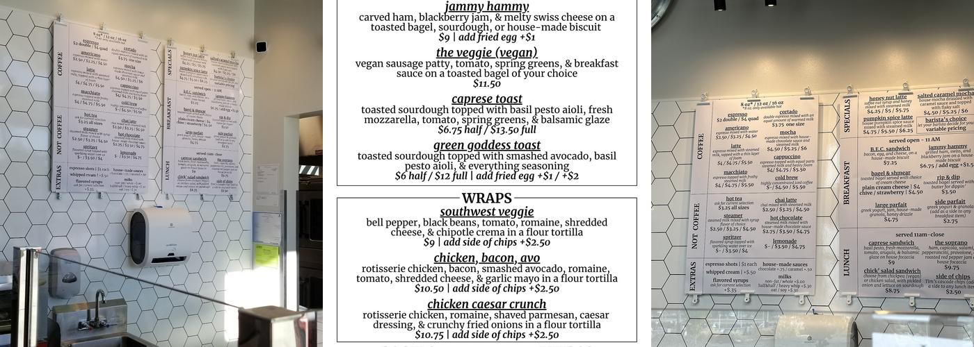 South Fork Baking Company Menu