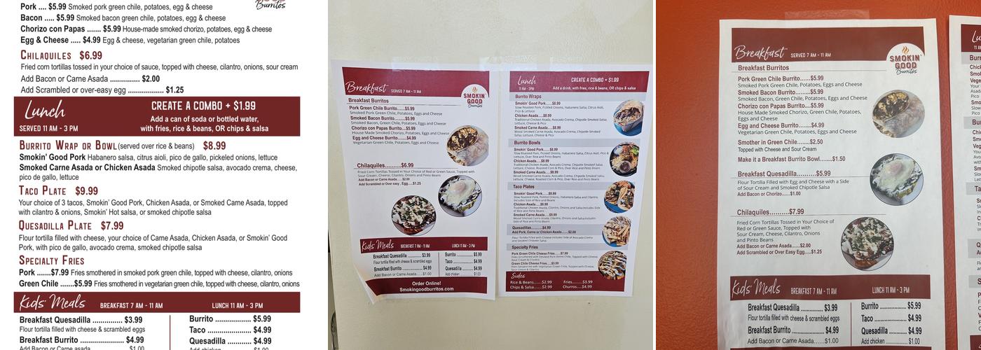 Smokin’ Good Burritos Menu