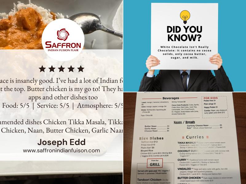 Saffron Indian Fusion Flair Menu