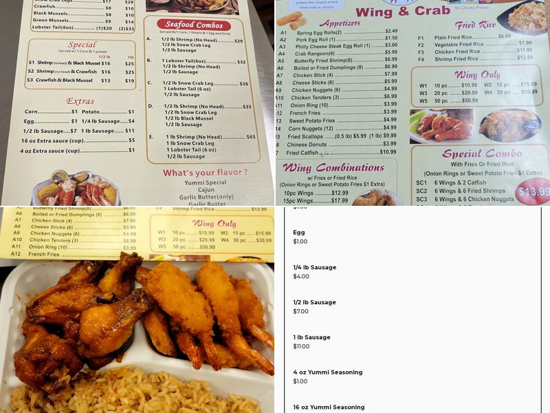 Wing & crab Menu