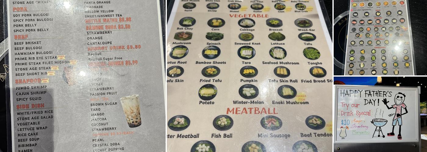 StoneAgeKoreanBBQ & HOTPOT Menu