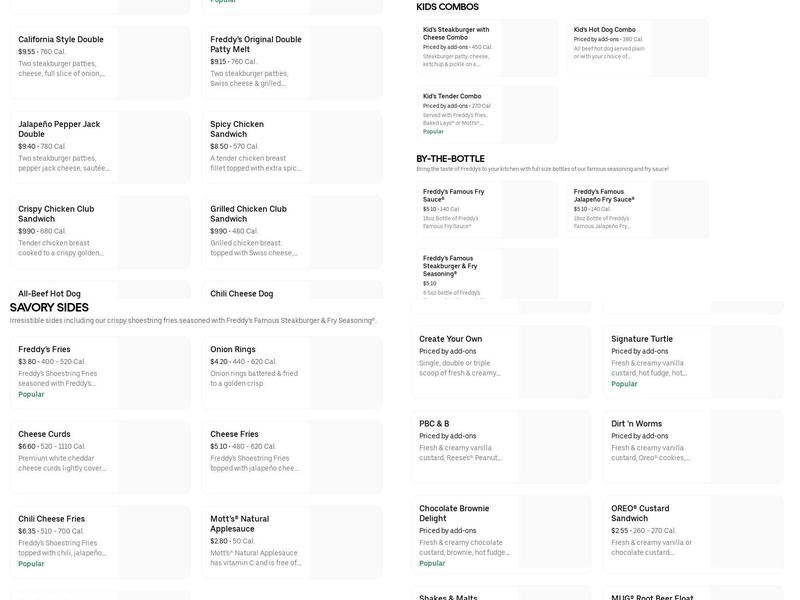 Freddy's Frozen Custard & Steakburgers Menu