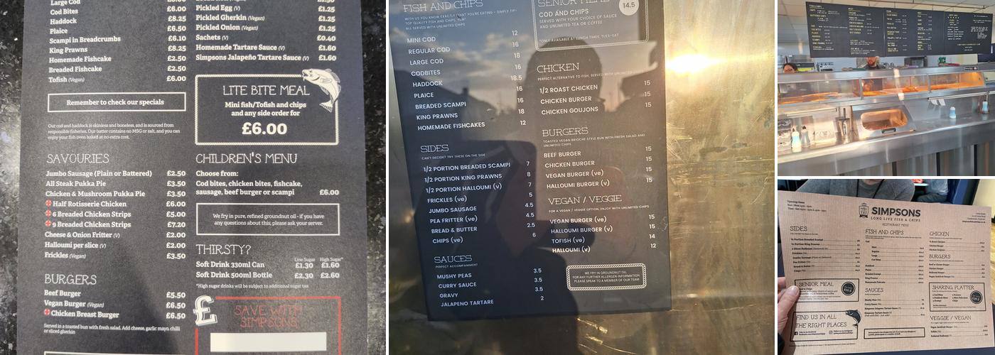 Simpsons Fish and Chips Menu