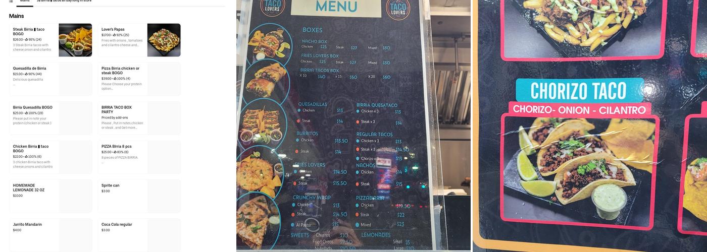 TACO LOVERS MIAMI Menu