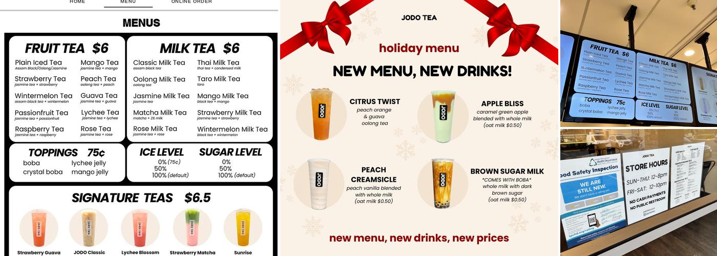 JODO TEA Menu