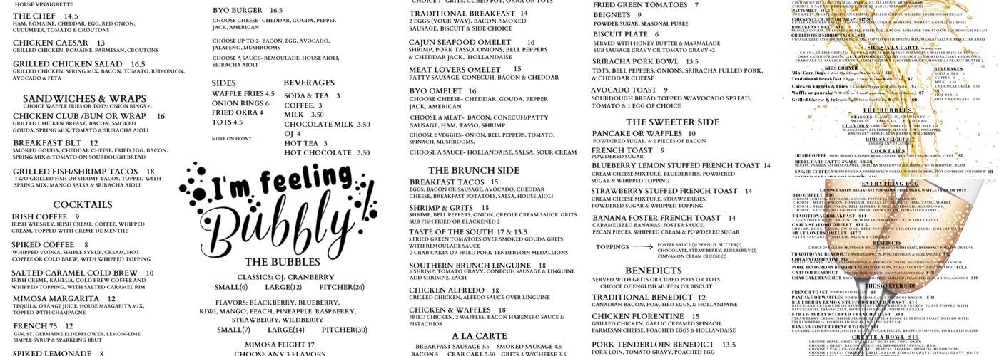 Bubbles and Brunch Menu