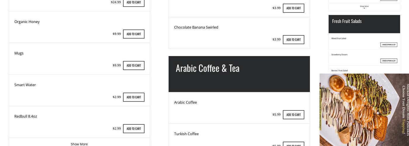 Honey 2 A Bee Coffee & Crepes Menu